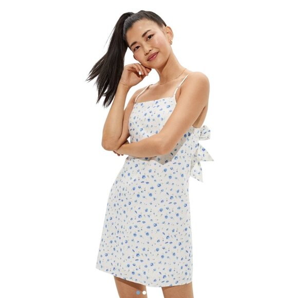 Floral Print Sleeveless Midi Dress By American Eagle  Lightweight Linen Blend  A - Picture 1 of 7